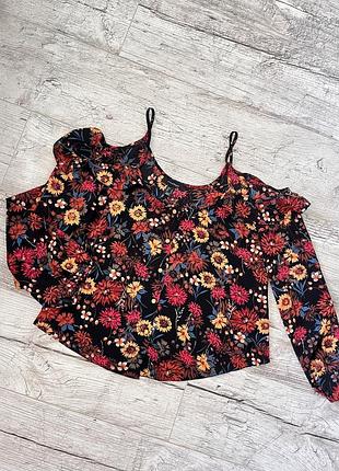 Жіноча яскрава блуза з відкритими плечима (великий розмір)