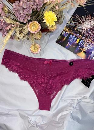 Трусики слипы кружево сетка xxl 2xl от hunkemoller bessie festival fuchsia