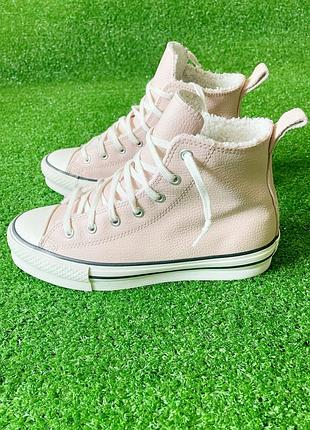 Женские утеплённые кеды chuck taylor all star lift platform из кожи и шерпы