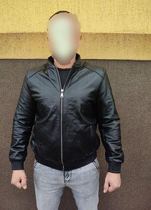 Чорна шкіряна куртка на підкладці- franco marcello, розмір xxl. нова! наявна бірка! купила в подарунок для чоловіка, нажаль не вгадала з розміром