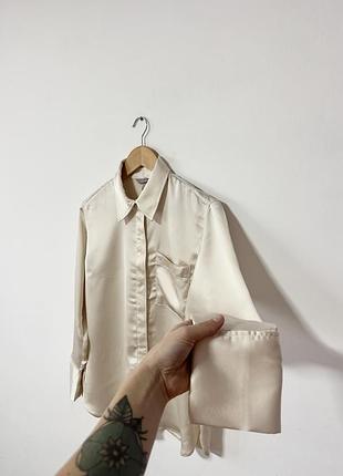 Красивая атласная рубашка h&amp;m🌿