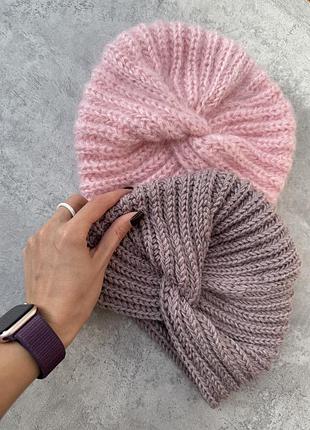 Рожева шапка тюрбан