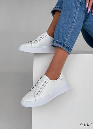 Кеды женские jac белые, натуральная кожа 9114