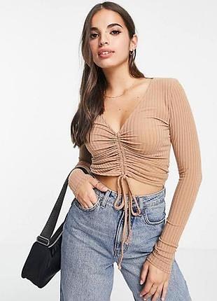 Укороченный лонгслив в рубчик