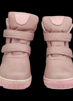 Детские розовые зимние, евро зима  ботинки для девочки, кеды хайтопы на липучках 28(17вн-17,5см)