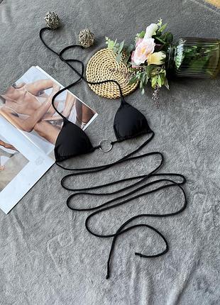 Верх від купальника з довгими зав'язками шнурівкою з чашками шторка