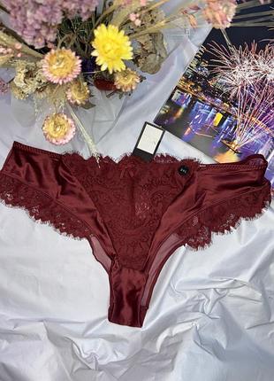 ‼️брак‼️ маленькая дирочка трусики кружево сетка бразилиана xxl 2xl от hunkemoller hannako cabernet noir