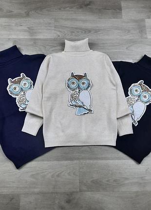 Теплый свитер cotton сова