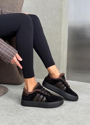 Кроссовки женские замшевые зимние