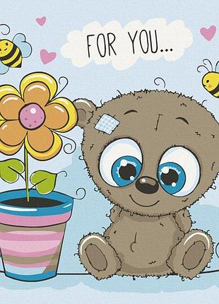Картина на холсте "медвежонок с цветком" 30*30см 15513-ac yargo