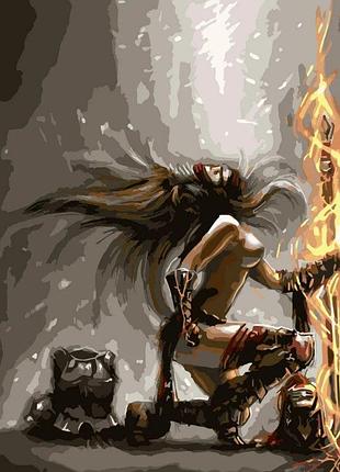 Картина по номерам "воинственная женщина" sk031 yargo