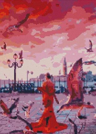 Алмазная мозаика девушка среди чаек 30х40 см kb087 yargo
