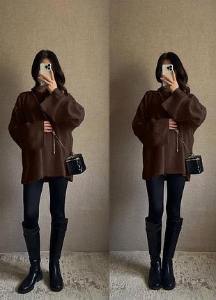 Жіночий повсякденний класичний ангоровий костюм термо двійка лосини лосіни та кофта светр тканина щільна тепла ангора мікродайвінг на флісі