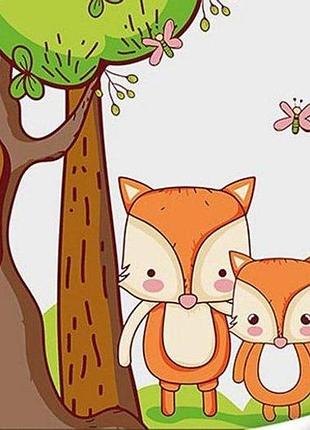 Картина по номерам милая семья лисов 30х30 см strateg es-0873 yargo