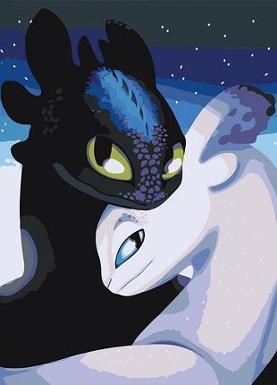 Картина за номерами як приборкати дракона беззубик 40х50 см w1015 yargo