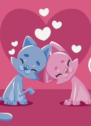 Картина по номерам "влюбленные котята" лак 40*40см, термопакет 15582-ac yargo