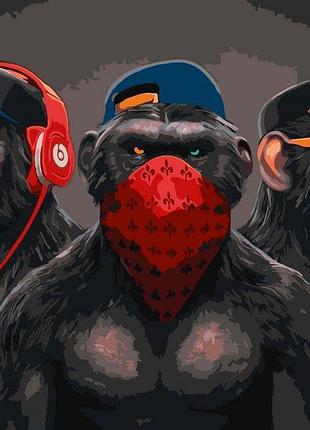 Картина по номерам origamі три обезьяны 40*50 lw3198 yargo