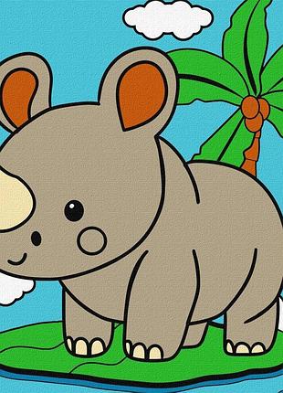 Картина по номерам для детей "носорог" kho9072 yargo