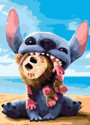 Картина по номерам момент счастья - стич на пляже 40*80 см lw5144 yargo