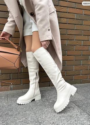 Накладний платіж ❤ євро зима натуральні шкіряні високі чоботи на тракторній підошві утеплені хутром