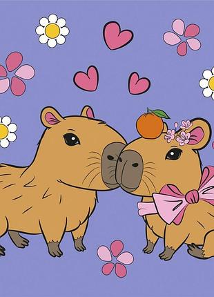 Картина за номерами santi "капібари in love", 25*25см 955480 yargo