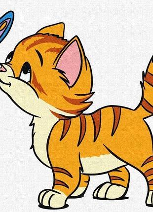 Картина по номерам для детей "котик и бабочка" 30х40см kho6206 yargo