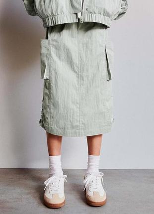 Спідниця міді з технічної тканини zara 13-14-15 років (158-164-170 см)