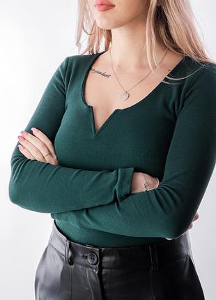 Кофта с v-образным вырезом, изумрудного цвета в рубчик hunkemoller