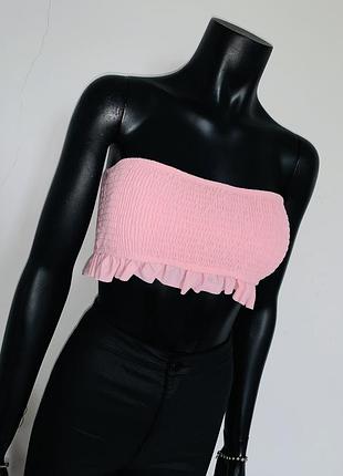 Топ-бандо розовый с рюшами shein l