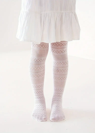 Колготи ажурні білі для дівчинки 104-122,122-140