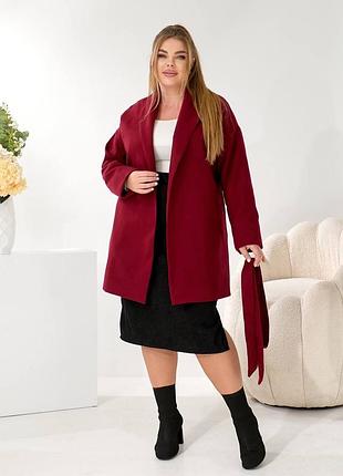 Жіноче бордове пальто великі розміри