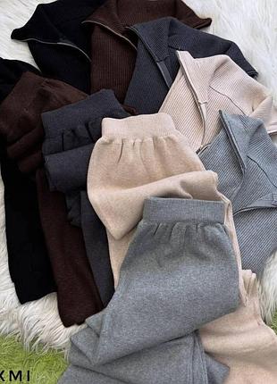 Костюм теплый ангора вязкая цвета: графит, черный, беж, серый, бордо и шоколад