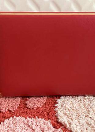Брендовая красная кожаная сумка клатч  lulu guinness