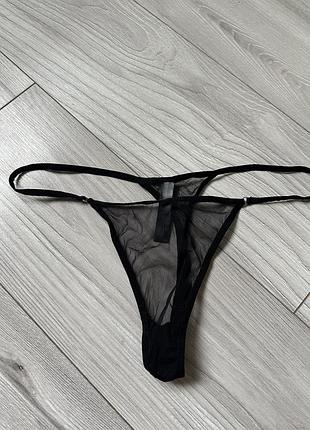 Трусики стрінги сітка чорні