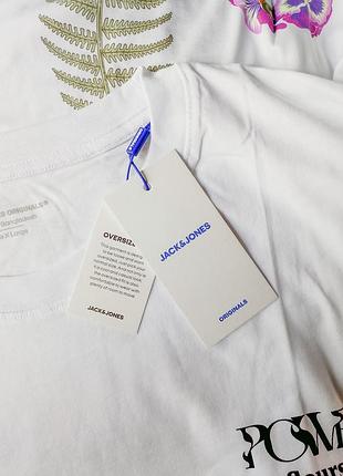 Футболка jack &amp; jones белый, принт на спине цветы 6
