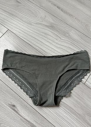 Трусики хакі сліп бавовняні з мереживом