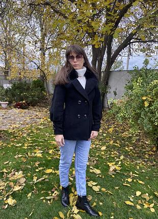 Тепле  кашемірове пальто з хутром