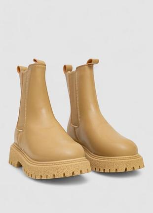 Ботинки женские зимние на меху челси, цвет бежевый, 248rtm15