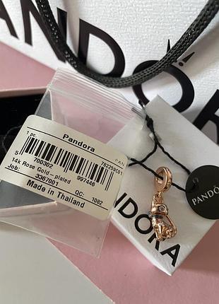 Оригинальный шарм розовый кот котик с камнями бусина на браслет оригинал пандора pandora