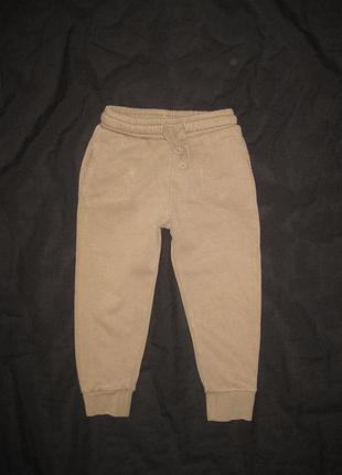 2-3 года, теплые бежевые спортивные штаны на байке