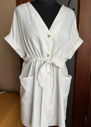 Платье на лето, платье- рубашка с карманами