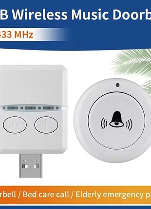 Беспроводной дверной звонок на usb 🔔 умный звонок с выбором мелодий и регулировкой громкости