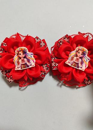 Бантики под вышиванку на резинках, с девочкой-украинкой