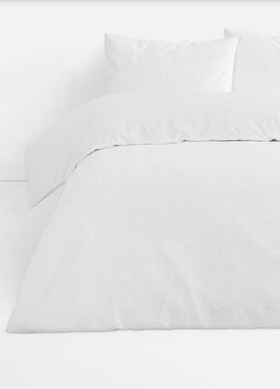 Біла підковдра з вафельним принтом