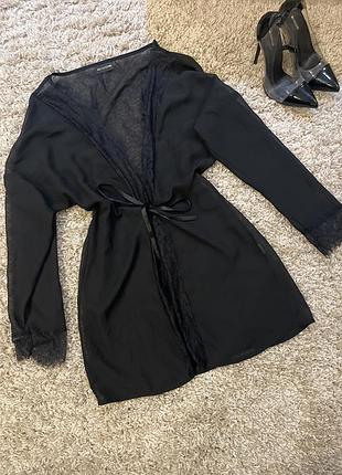 Прозорий халат з мереживом