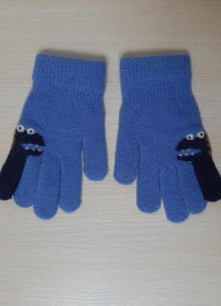 Тёплые и очень мягкие перчатки с динозавриками