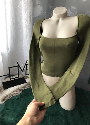 Лонгслів з квадратним вирізом ,топ, кофта