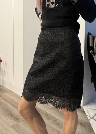 Кружевная мереживна спідниця по коліно міні street one