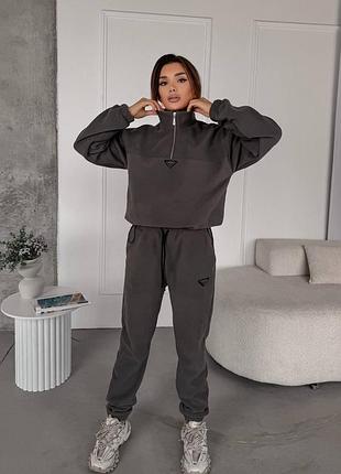 Графитовый флисовый спортивный костюм