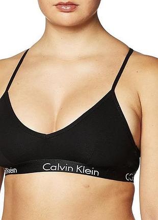 Бралетт calvin klein чорний motive cotton lightly lined bralette bra